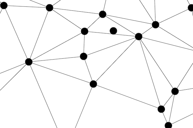 Abstract Polygonal Mesh mit schwarzen Knoten und dünnen Linien Erstellung eines minimalistischen geometrischen Netzwerksmuster
