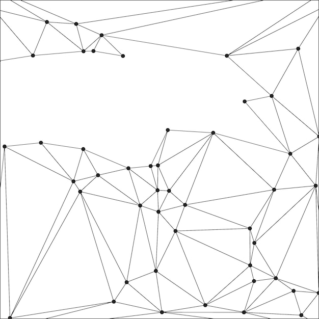 Abstract Polygonal Mesh mit schwarzen Knoten und dünnen Linien Erstellung eines minimalistischen geometrischen Netzwerksmuster