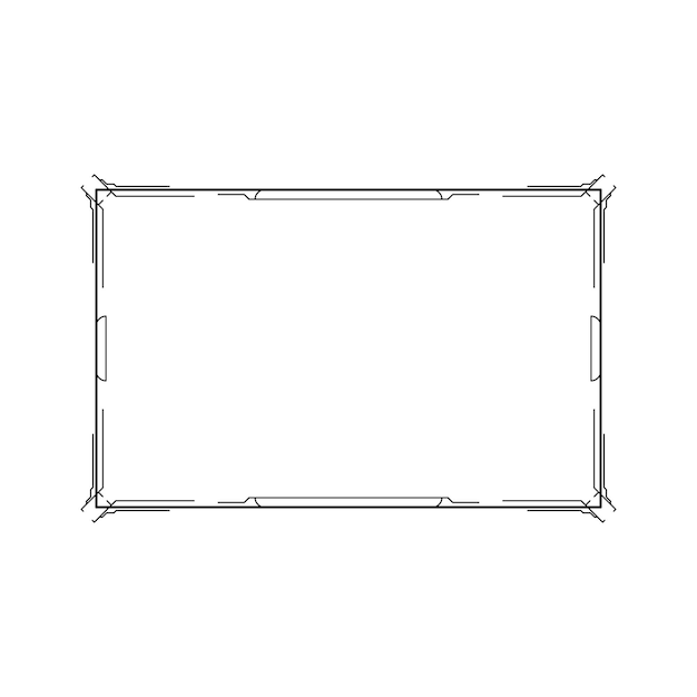 Abstract Schwarz Einfache Linie Rechteckrahmen Doodle Umrisse Element Vektor Design Stil Skizze