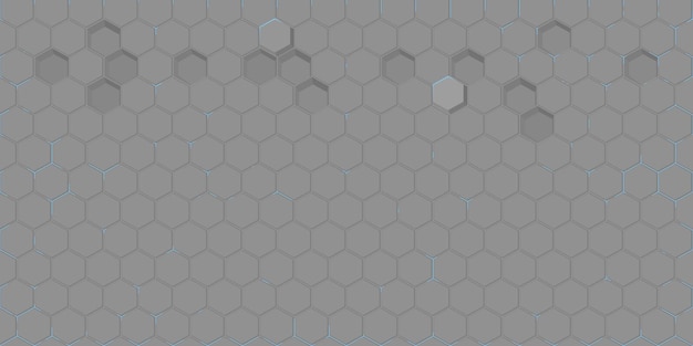 Abstract Seamless Futuristic Simple Hexagonal Gaming Cyber Vector Tech Hintergrundvorlage von Grey