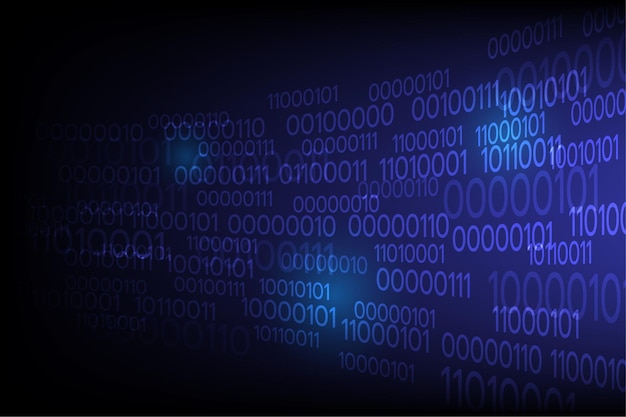 Abstract Technologie Binärcode Große Daten Zufällige blaue Ziffern Wand auf dem Bildschirm Vektor-Illustration
