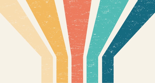Abstracte farbenfrohe Vintage 1970 Hippie Retro Minimal stilvolle Tapeten Hintergrund von Regenbogen Groovy