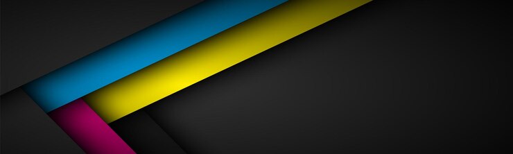 Vektor abstracte vektorkopf mit linien in cmyk-farben dreiecksüberlappung schichten dunkles banner mit freiem raum für ihr design