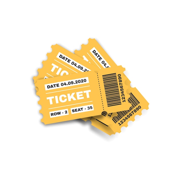 Abstrakt, Farbe, Ticket, Für, Kino, Theater, Konzert, Mit, Schatten, Vektor, Design, Stil, Freigestellt, Auf, White