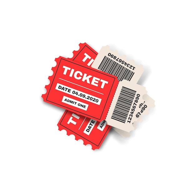 Abstrakt, Farbe, Ticket, Für, Kino, Theater, Konzert, Mit, Schatten, Vektor, Design, Stil, Freigestellt, Auf, White