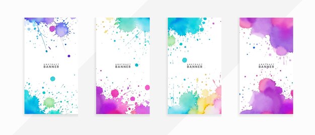 Vektor abstrakt farbenfrohe aquarellfarbe wolken textur banner set