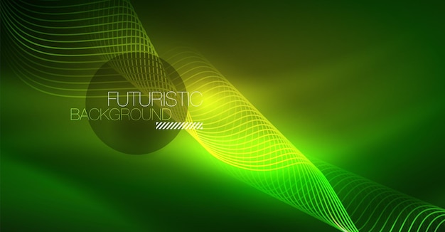 Abstrakt glänzendes Farbwellen-Designelement auf dunklem Hintergrund Wissenschaft oder Technologie-Konzept