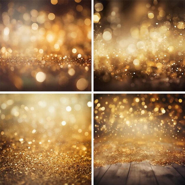 Vektor abstrakt magisches funkeln licht glühendes gold glänzen glitzernden hintergrund glänzendes bokeh-muster