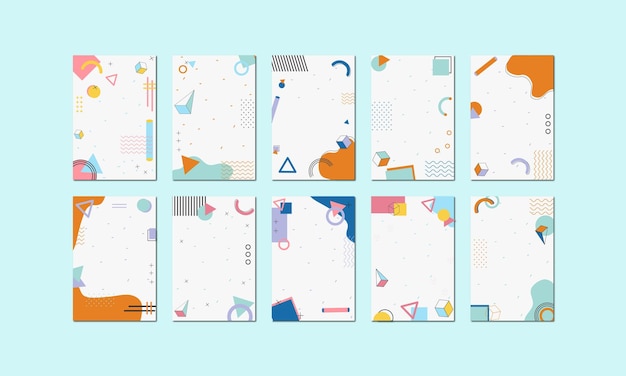 Abstrakt Memphis Hintergrund-Set