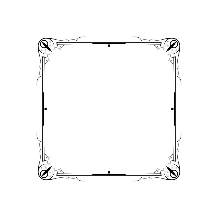 Abstrakt Schwarz einfaches Linienquadrat mit Blattblättern Rahmen Blumen Doodle Umriss Element Vektor