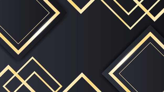 Abstrakt schwarzer Hintergrund mit goldenen Linien und funkelnden Vektoren