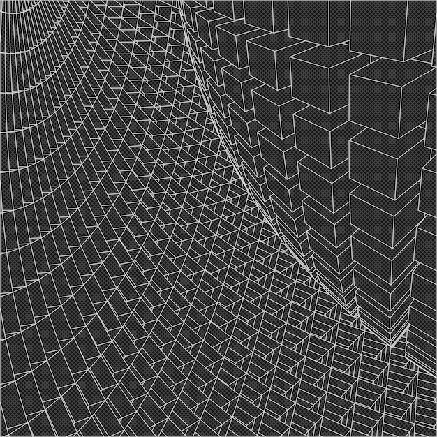 Abstrakte 3D-beleuchtete verzerrte Mesh-Kugel