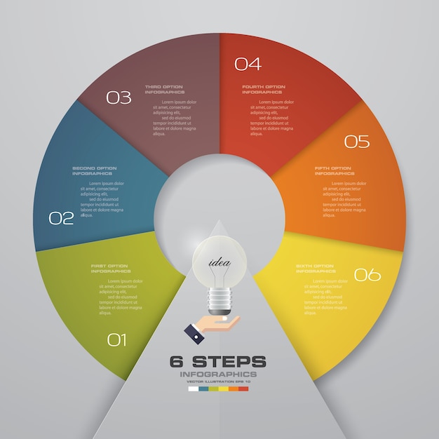 Abstrakte 6 schritte moderne diagramm infographics elemente.