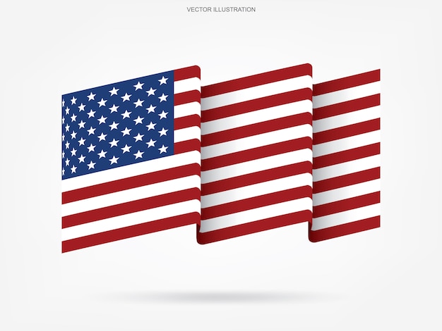 Abstrakte amerikanische Flagge auf weißem Hintergrund.