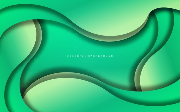 Abstrakte Überlappungswellenform grüner Farbhintergrund Papercut-Stil