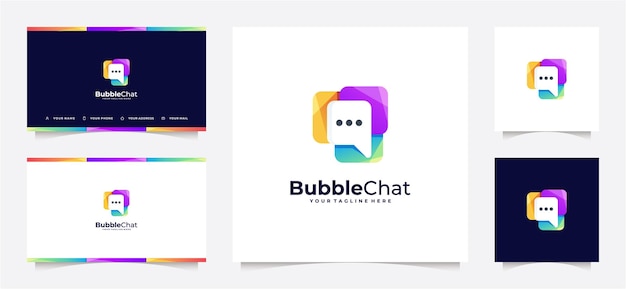 Abstrakte blase chat logo gradient und visitenkarte