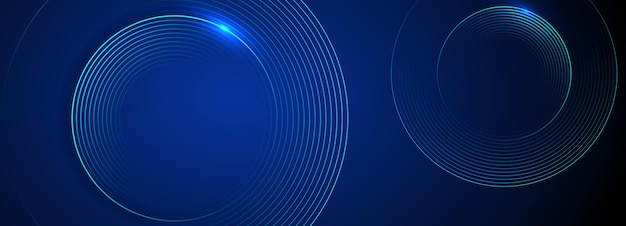 Abstrakte blaue kreisförmige Linien auf dunklem Hintergrund