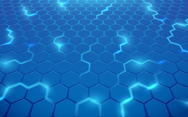 Abstrakte blaue linien hexagon geometrischer designhintergrund. futuristisches technologiekonzept. vektor-illustration
