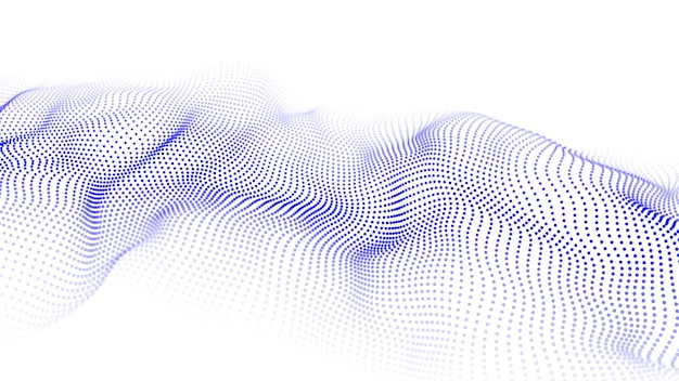 Abstrakte blaue Welle mit sich bewegenden Punkten Partikelfluss Vector Illustration der Cyber-Technologie