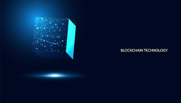 Abstrakte Blockchain-Technologie-Kryptowährung und Fintech-Quadratwürfel-Kryptooperationen Verbinden Sie Blockdatenübertragung neues Technologiesystem Vektorillustration