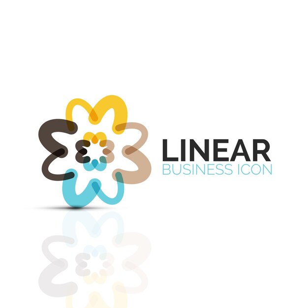 Abstrakte Blume oder Stern lineare dünne Linie Symbol minimalistisches Geschäftsgeometrisches Formsymbol mit Linsensegmenten Vektorillustration