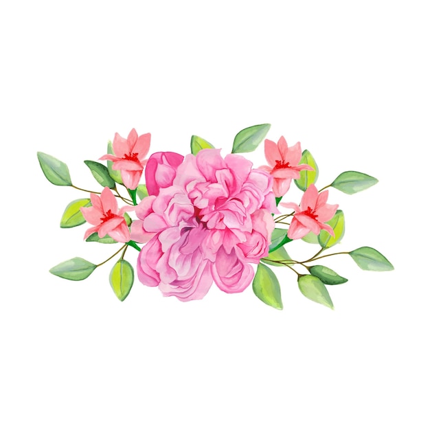 Abstrakte Blumen-Blumenstrauß-Rosa-Grün-Aquarell-Hintergrund-Illustration-hohe Auflösung-freies Foto