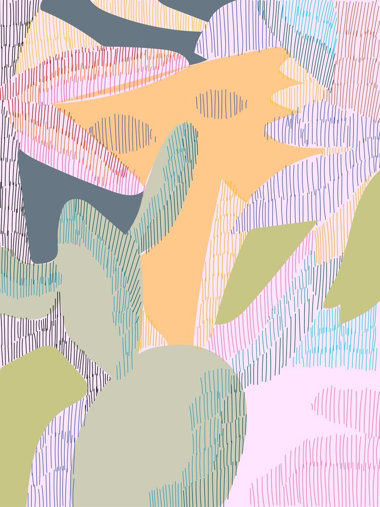 Vektor abstrakte blumenpflanzen und blumen in der waldnatur handgezeichneter hintergrundwandkunst-cover-poster