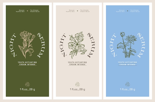 Abstrakte botanische Vektorkosmetik druckbare Etikettendesignvorlage für Branding-Verpackungsdesign