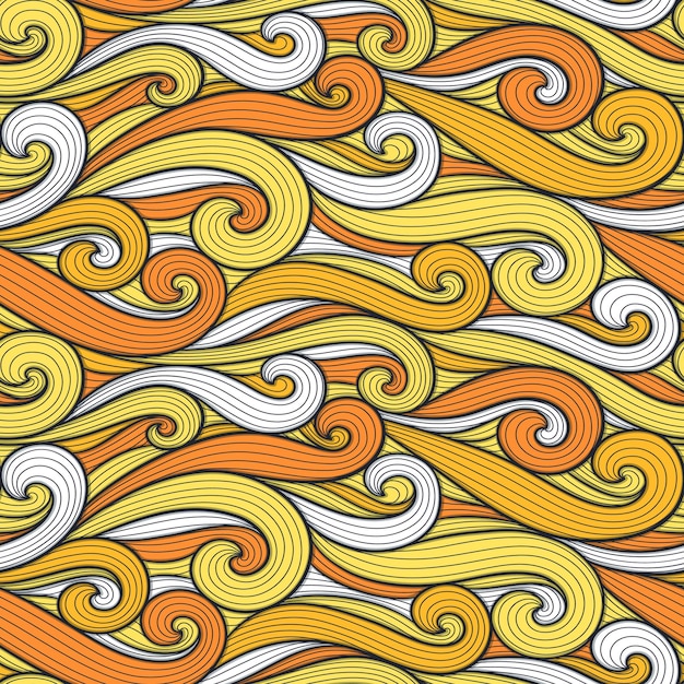 Abstrakte bunte lockige Linien nahtlose Muster gesetzt Vektorillustration von Wellen und Locken