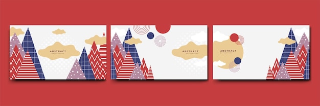 Abstrakte bunte Memphis flache geometrische Formen Hintergrund Abstrakte Komposition mit Linien Quadrat Punkt Dreieck Kreis und gewellten flachen Stil Design für Poster-Präsentationskarten-Cover-Banner