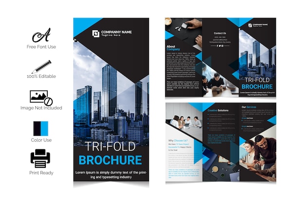 Abstrakte business-trifold-brocuore-vorlage premium-vektor