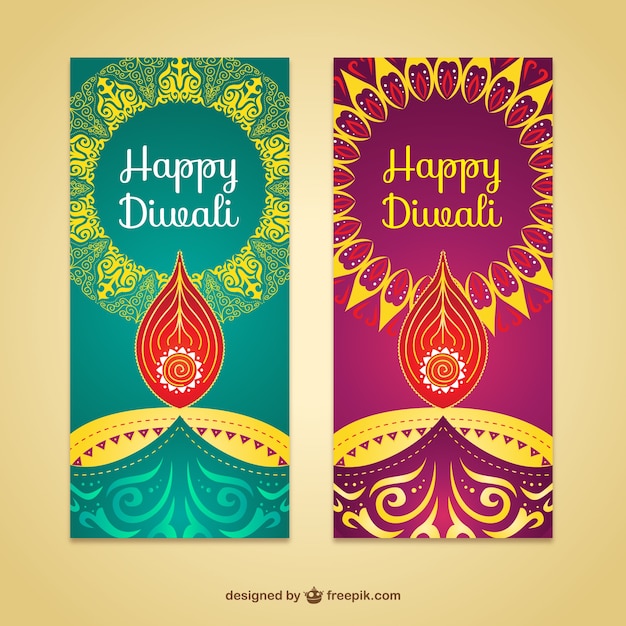 Vektor abstrakte diwali banner pack