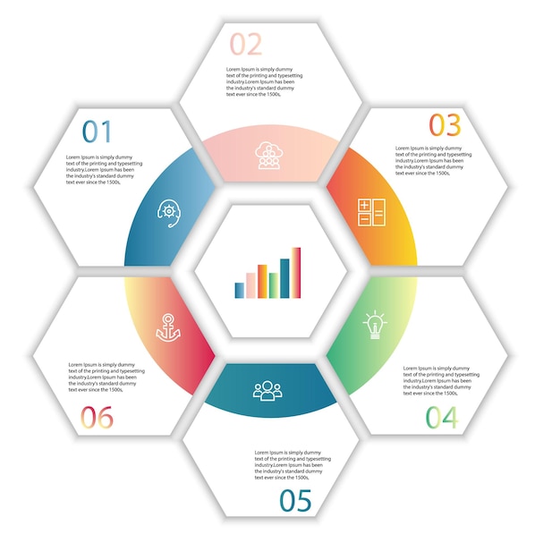 Abstrakte Elemente Infografik Sechseckform Datenvektor Vorlage Prozesskonzept Schritt für Strategie