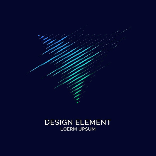 Abstrakte elemente mit dynamischen linien und partikeln. vektorillustration im flachen minimalistischen stil