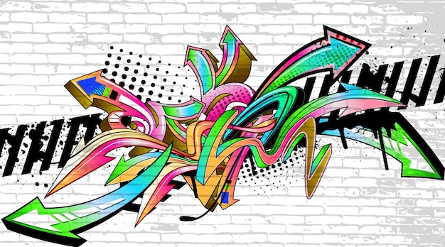Abstrakte farbenfrohe Graffiti-Kunst-Hintergrund Dekorative Vektorpfeile in Graffitisstilen