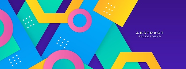 Abstrakte farbenfrohe Polygon-Banner-Designvorlage Buntes Tech-Web-Banner mit geometrischen Formen im Hintergrund und Verlaufsfarben Präsentationshintergrund für Vektorgrafik-Design-Bannermuster