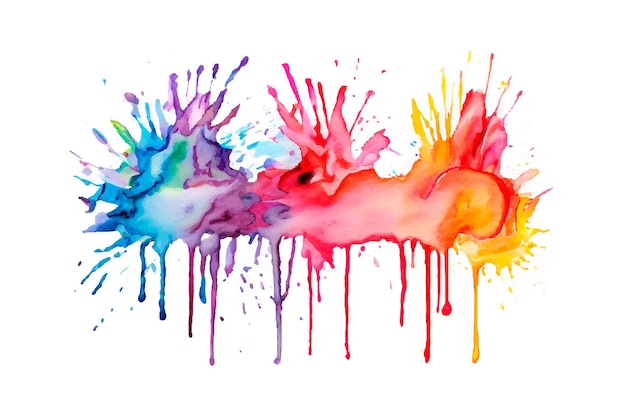 Vektor abstrakte farbenfrohe regenbogenfarben-malerei-illustration und aquarell-splash-kreisrahmen