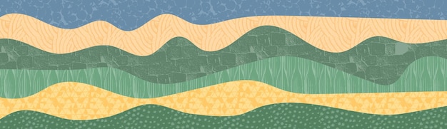 Vektor abstrakte felddarstellung horizontale landschaft mit bunter textur dekoratives öko-banner ästhetische natur-ökologie-umwelt-design-vektor-hintergrundbild