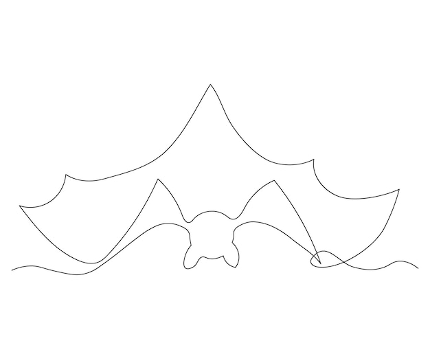 Abstrakte Fledermaus für Halloween, durchgehende einzeilige Zeichnung
