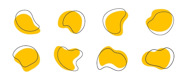 Abstrakte flüssige formelemente satz organischer fleckform einfache linienrahmen