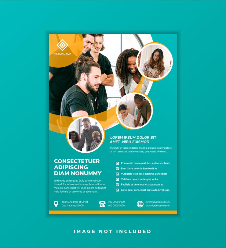 abstrakte Flyer-Schablonendesign mit Kreisraum für Foto.