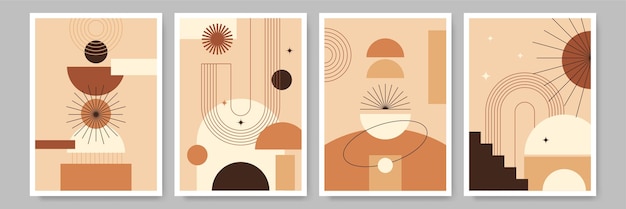 Abstrakte form buntes flaches boho geometrisches neutrales farbdesign poster