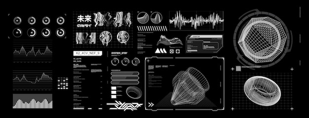 Abstrakte futuristische, virtuelle schnittstelle. sci-fi-stil. futuristische layoutvorlagen. holografisch