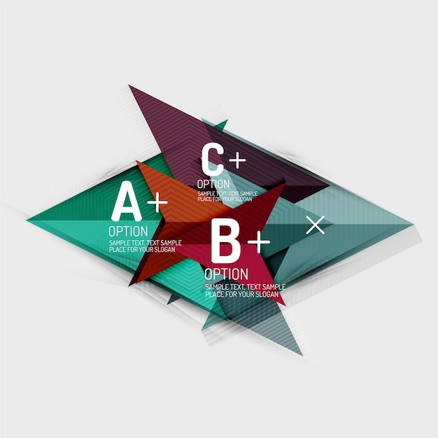 Abstrakte geometrische formen im papierstil mit infografik-optionen