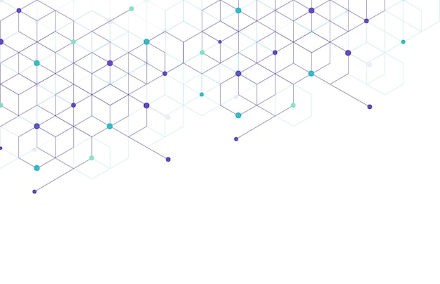 Abstrakte geometrische Kästchen Muster Punktlinie Verbindung Hintergrund Moderne Technologie mit quadratischem Netz Geometrisch auf weißem Hintergrund mit Linien Würfelzelle Vektorillustration