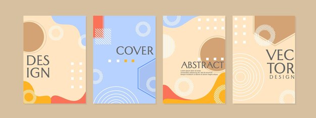 abstrakte geometrische Memphis-Vorlagen gesetzt. Universelle Buchcover-Designs für Jahresbericht, Zeitschrift,