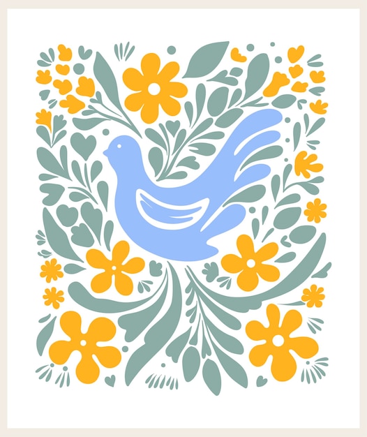 Abstrakte gezeichnete Vektorgrafiken gezeichnete Illustration Taube groovy Y2K-Hintergrund Vektorplakate im trendigen retro psychedelischen Stil der 2000er Jahre Ästhetisches Hippie Girly süßes Design