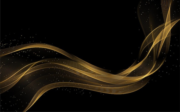 abstrakte Goldwellen glänzend goldene bewegliche Linien Designelement mit Glitzereffekt