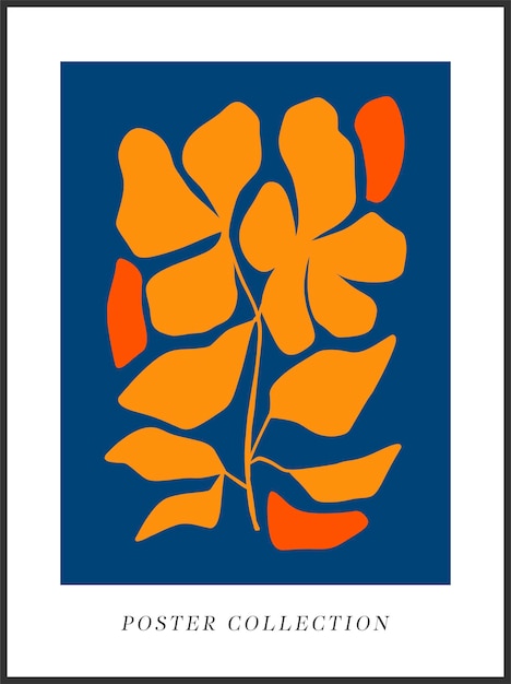 Vektor abstrakte, groovige blumenplakate moderner, trendiger matisse-minimalstil handgezeichnetes design für tapeten-wanddekor-druck postkarten-cover-vorlagen-banner