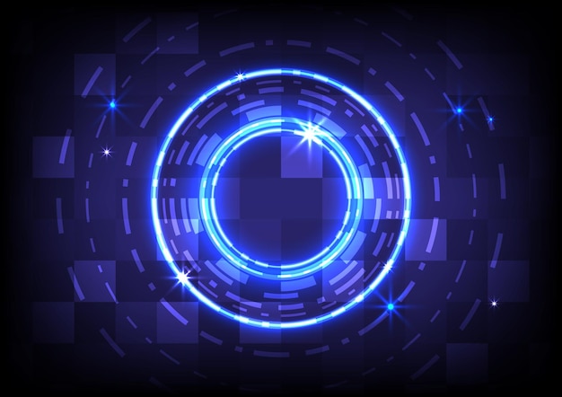 Abstrakte Hologramm-Hitech-Linien und Neonlicht-Hintergrund Innovation der Virtual-Reality-Technologie Headup-Display-Schnittstelle Futuristischer SciFi-leuchtender HUD-Kreis Digitales Infografik-Geschäft